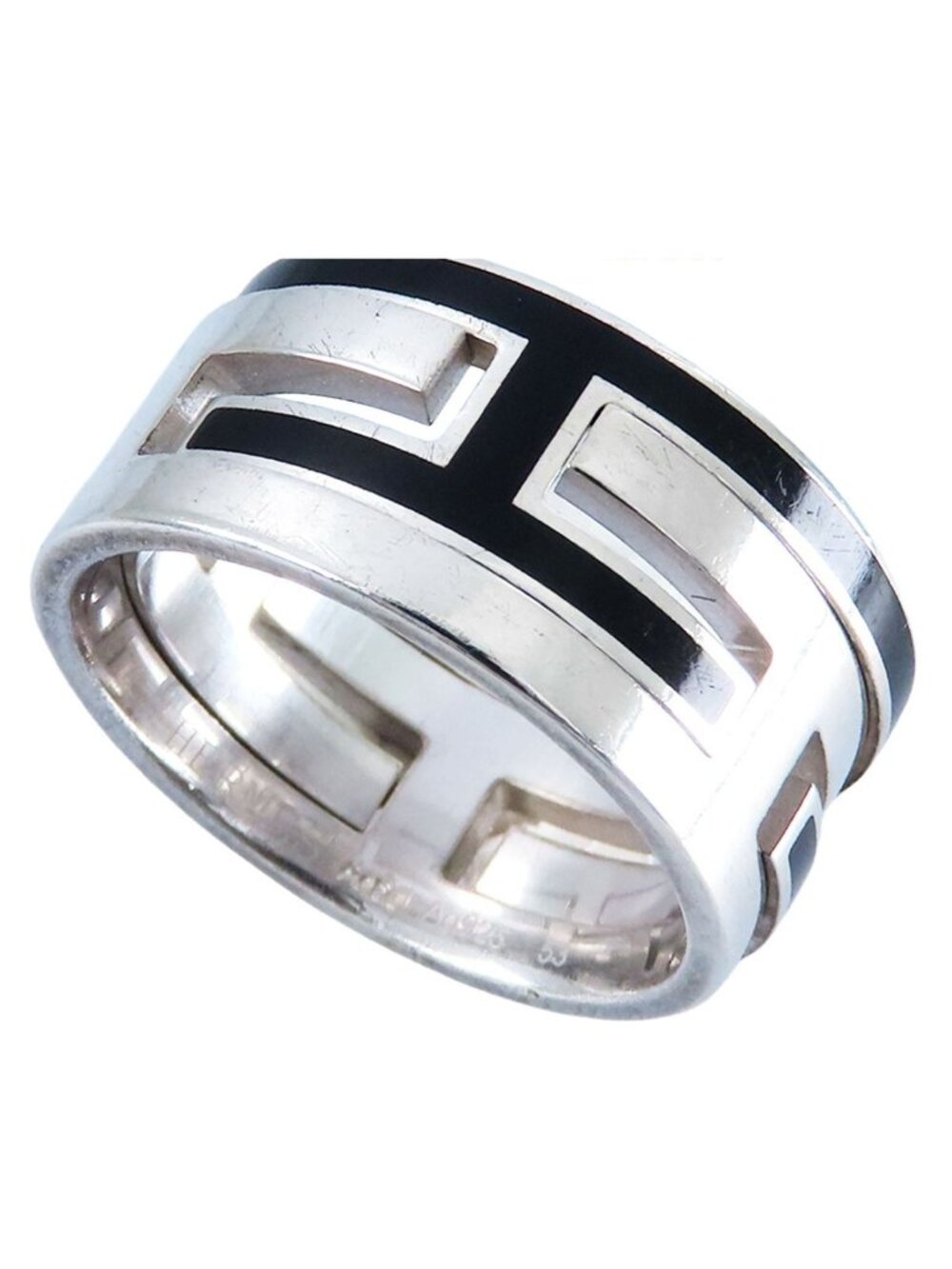 Hermes Move Ash Ring Silver Enamel H